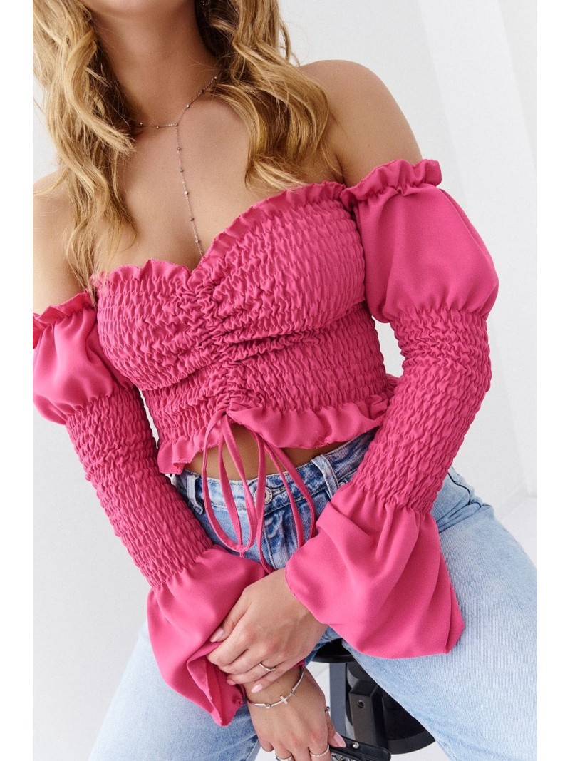 Elastic long-sleeved Spanish blouse, dark pink 80140 - Online store - Boutique